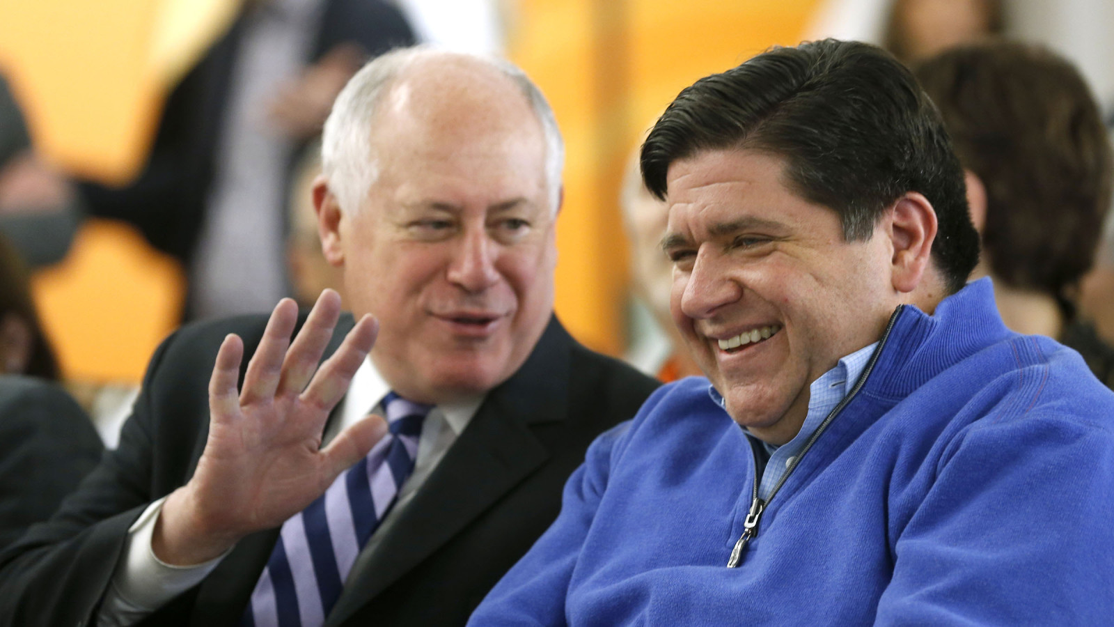 J.B. Pritzker Kicks Off “Think Big” Bus Tour with Mike Madigan in the Driver’s Seat